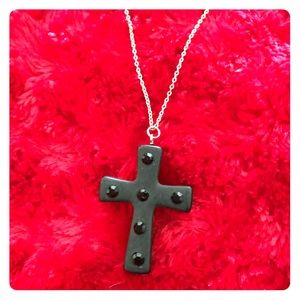 Black long cross necklace